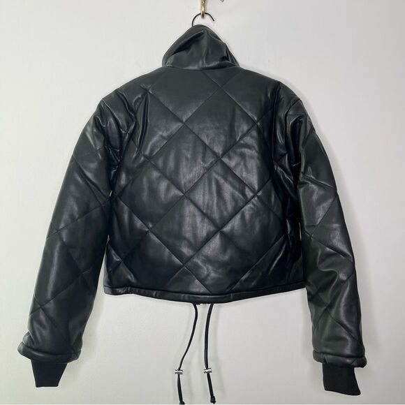Blank NYC Quilted Crop Faux Leather Jacket S - Picture 5 of 9